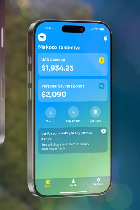 Palau Invest app on a phone